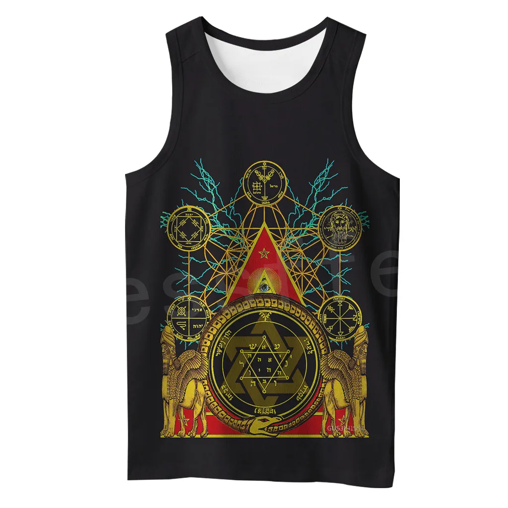 Tank top Tessffel Древнего Египта Египет татуировки золотого и серебряного Harajuku Повседневное красочные костюмы в стиле "хип-хоп", бегом, 3dprint с жилетом в стиле унисекс/майка MenWomen s1 - Цвет: Tank top