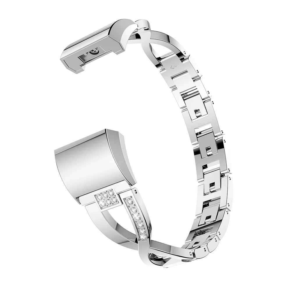 Для Metal Charge 2 металлический браслет X Line ремешок для часов Ремешок для FitBit Charge 2 Bling Rhinestone ремешок для часов Correa