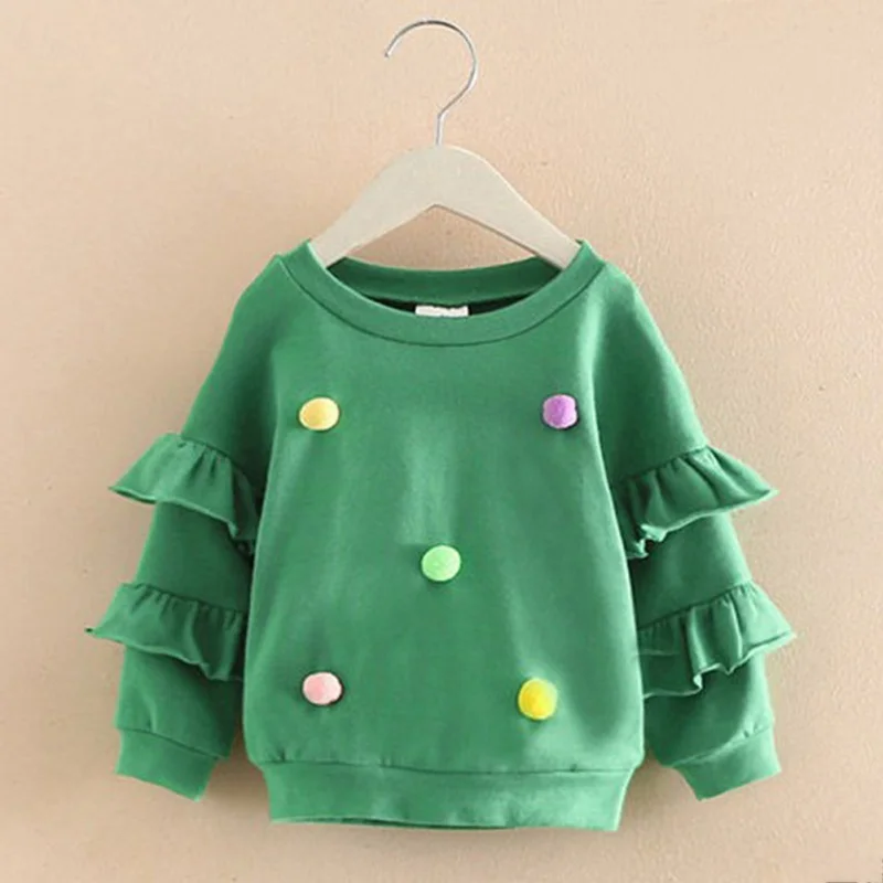 Осенне-зимние детские толстовки с капюшоном для маленьких девочек свитера в горошек свитер с длинными рукавами футболка для маленьких девочек