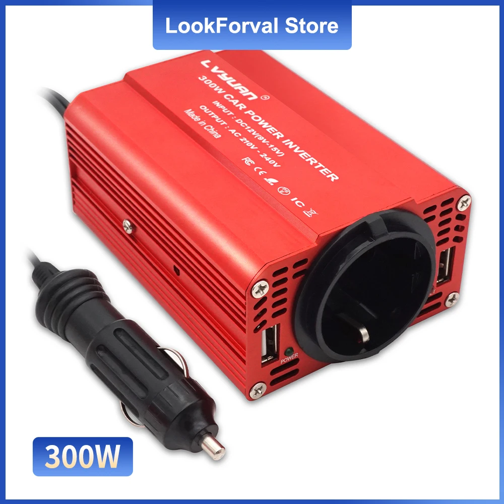 Vehicle Inverter Car Converter Inverter Car Charger Car Inverter Car Power Converter Power Inverter Car Power Inverter 300W DC 12V To AC 110V 220V 3.1A Dual USB Car Adapter Converter Auto Charger Modified Sine Wave US Socket