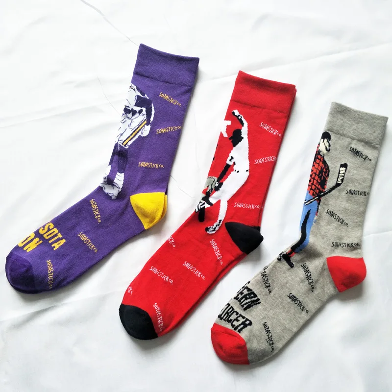 

2019 Men Socks Personality Multi Style Creative Simple Cartoon Pattern Breathable Deodorant Casual Cotton Socks Knitted For Men