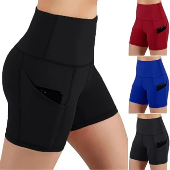 

Women Summer High Waist Biker Shorts Pocket Slim Leggings Short Pants Hot Sales