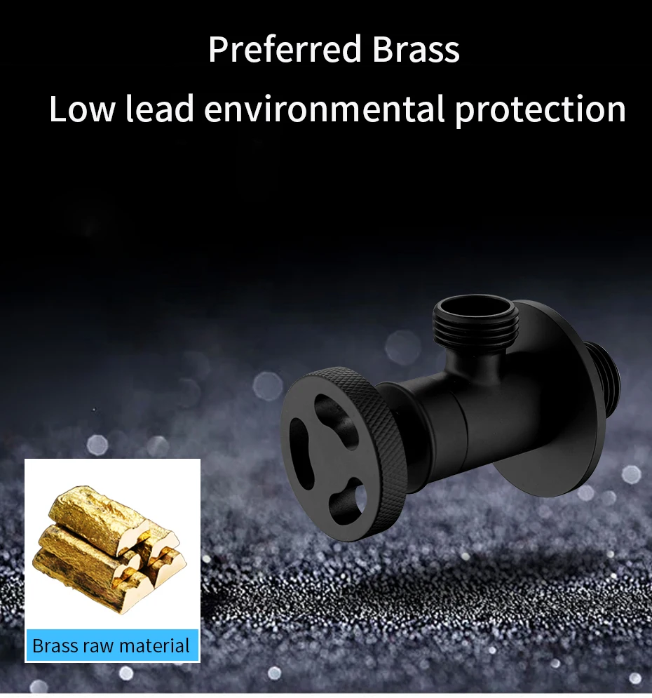 Description Picture 5 of itemFaucet Replacement Parts 1/2" x 1/2" Black Brass Angle Stop Valve Filling For Faucet and Toilet Triangle Valves Water Stop20J01R