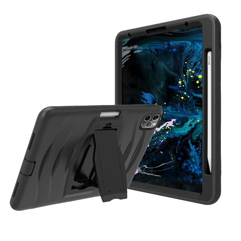 

For iPad Pro 12.9 Case 2020 PC Silicone Anti-Fall Shockproof Tablet Protect Back Cover For iPad Pro 2020 11 Case + Pencil Holder