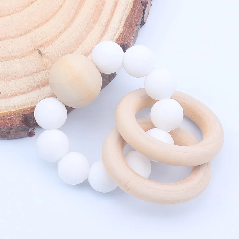 Teething toys wooden teether baby nursing bracelets and rattles