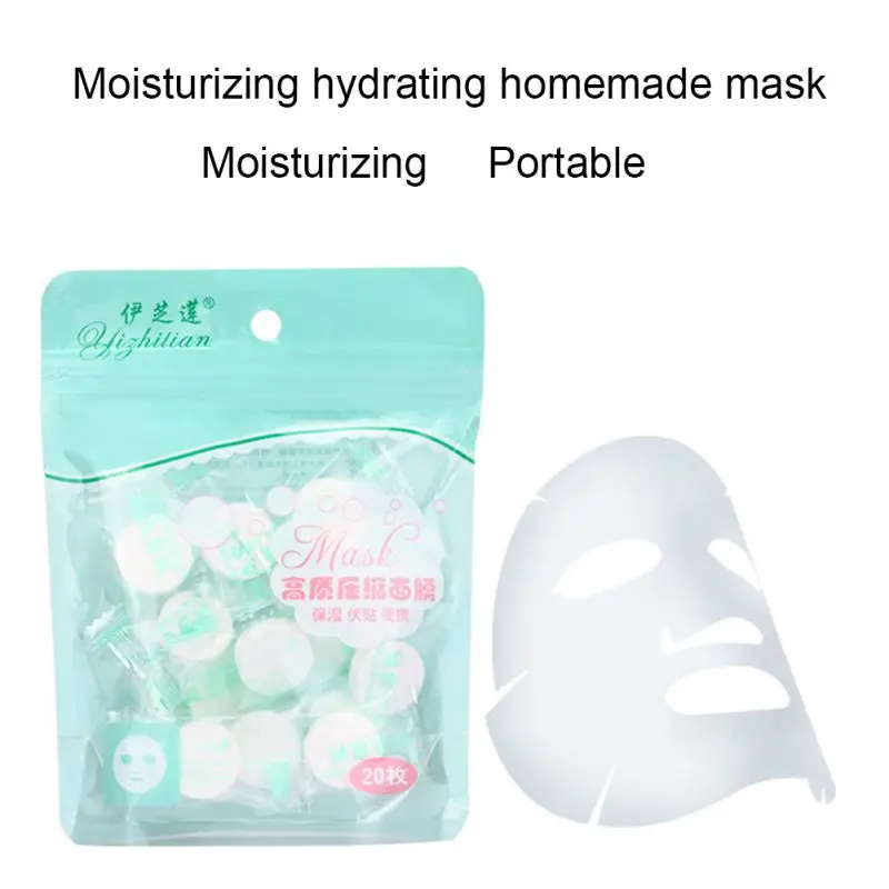 20Pcs Compressed Face Mask Portable Facial Moisturizing Mask Portable Disposable Face Mask