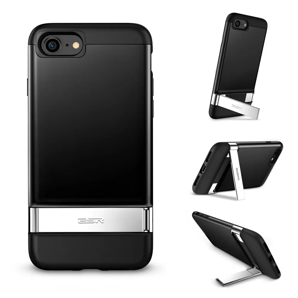 Чехол для iPhone 8/8 Plus, ESR металлический чехол с подставкой, ESR [вертикальная и горизонтальная подставка] Жесткий ПК бампер чехол для iPhone8/8 Plus/7 P - Цвет: Black
