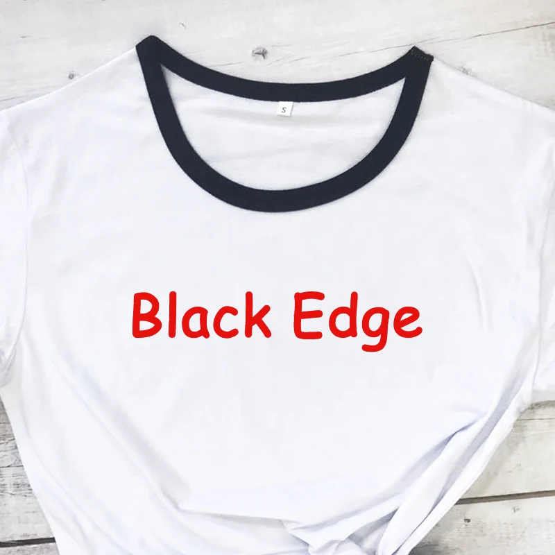 black edge Цветная футболка с надписью Merry Catmas, Милая футболка с кошкой для влюбленных, подарок на Рождество, праздничный наряд, забавный рисунок, хлопковые зимние футболки, топы, Прямая поставка - Цвет: black edge
