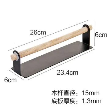 

Metal Wall Hanging Holder Bathroom Wooden Towel Rack Paper Roll Paper Holder Plastic Film Storage Rack Kitchen Accessories