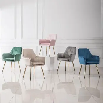 

3262 Nordic Plus Velvet Dining Chair Pink Chair Modern Minimalist Backrest Home Creative Leisure Stool Restaurant Office Parlor
