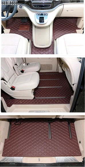 

High quality! Custom full set car floor mats + trunk mat for Mercedes Benz V Class 7 8 seats 2019-2014 waterproof car carpets