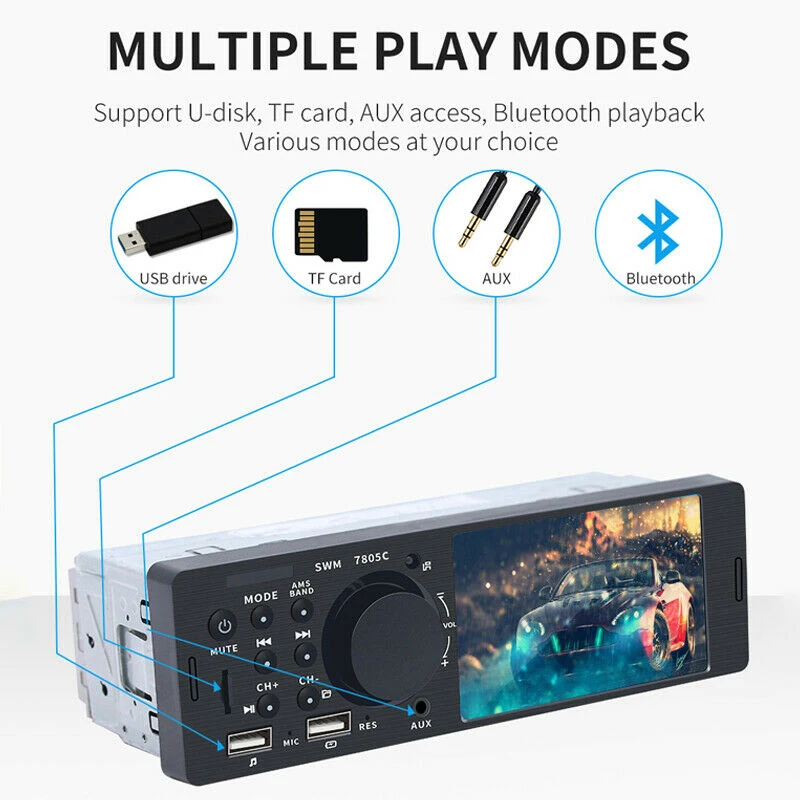 4," HD Автомобильный стерео радио MP5 плеер 1 Din Bluetooth DVR вход с резервной av-вилкой задняя камера автомобильные аксессуары