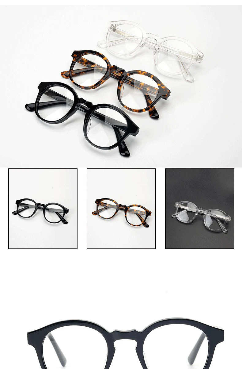 Ацетатные круглые очки мужские и женские винтажные Ретро прозрачные оптические очки в оправе оправы по рецепту мужские прозрачные линзы очки