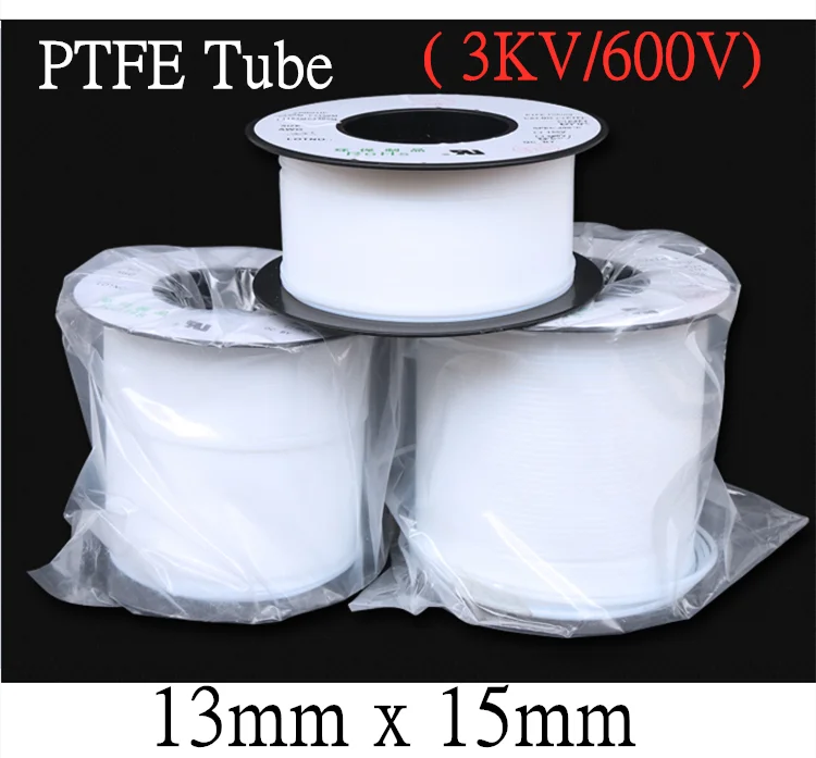 

PTFE Tube ID 13mm x 15mm OD F46 Insulated Capillary Heat Protect Transmit Hose Rigid Pipe Temperature Corrosion Resistance 600V