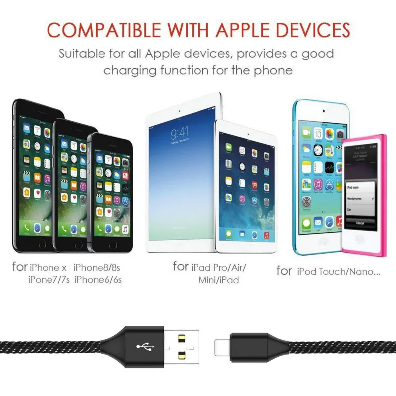 NOHON USB кабель для iPhone X XS XR XS MAS 7 7 6S 5S быстрое зарядное устройство для iPhone Lightning зарядный кабель длинный шнур для передачи данных для мобильного телефона
