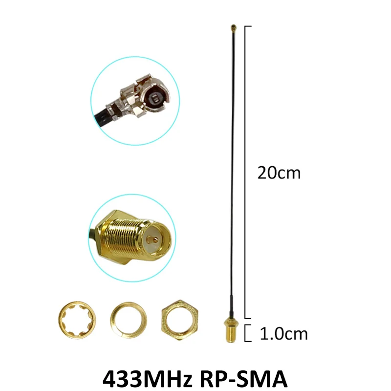 2pcs 433Mhz Antenna 5dbi GSM 433 mhz RP SMA Connector Rubber Lorawan antenna IPX to SMA 3