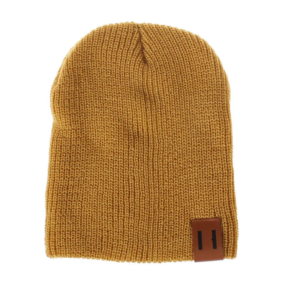 Вязаная шапка для маленьких детей, одноцветная шерстяная шапка-Кепка унисекс, от 6 месяцев до 4 лет, осенне-зимняя детская шапка - Цвет: yellow