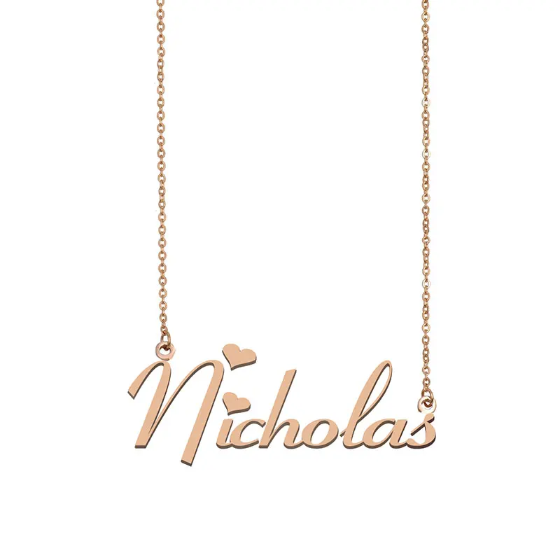 Nicholas Name Necklace fold Custom for Women Girls Best Friends Birthday Wedding Christmas Mother Days Gift | Украшения и