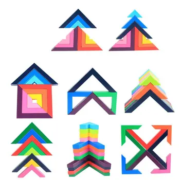 

1Pc Wooden Color Right Angle Building Blocks Children Build Creative Space Balance Skills Early Education Rainbow Toys