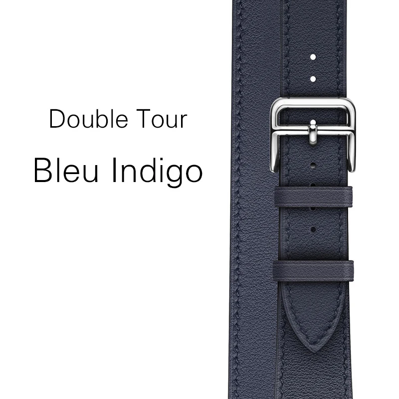 Kebitt натуральная кожа двойной тур полосы для apple watch серии 5 4 3 2 1 iwatch ремешок 38 40 мм 42 44 мм ремень для мужчин и женщин - Цвет ремешка: Bleu Indigo
