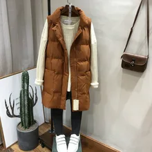 Chaleco largo ajustado para mujer, chaqueta sin mangas acolchada de algodón grueso para invierno, novedad de 2021