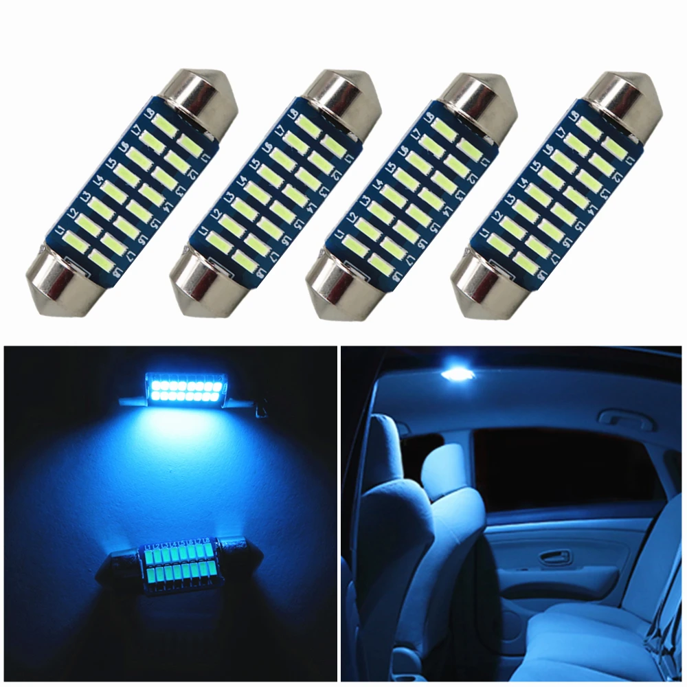Wljh 4x Car Interior Light 28mm 31mm 36mm 39mm 41mm Led Bulb Sv8.5 C10w