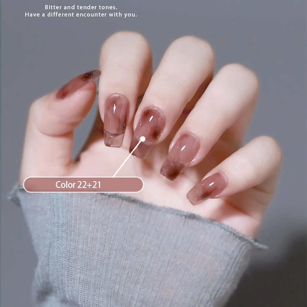 Vendeeni 30 색 투명 젤 네일 폴리시 더티 컬러 UV LED 젤 바니시 얼음 비취 네일 아트 젤 래커 15ml