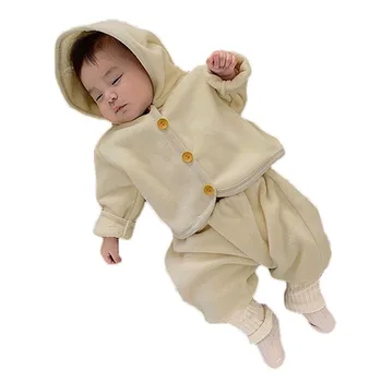 

2020 Autumn Winter New Plus Velvet Baby Boy Boys Girls Clothes Set Hooded Tops Pants Outfits 2pcs Toddler Warm Clothes Set 0-24M