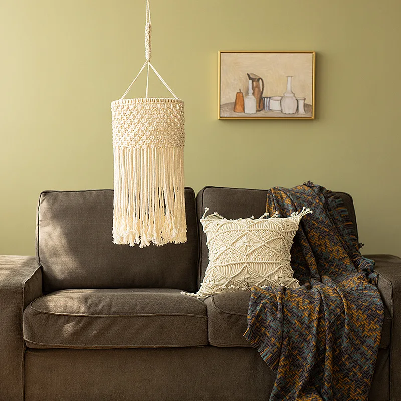Macrame Lamp Shade Boho Hanging Ceiling Pendant Light Cover Modern