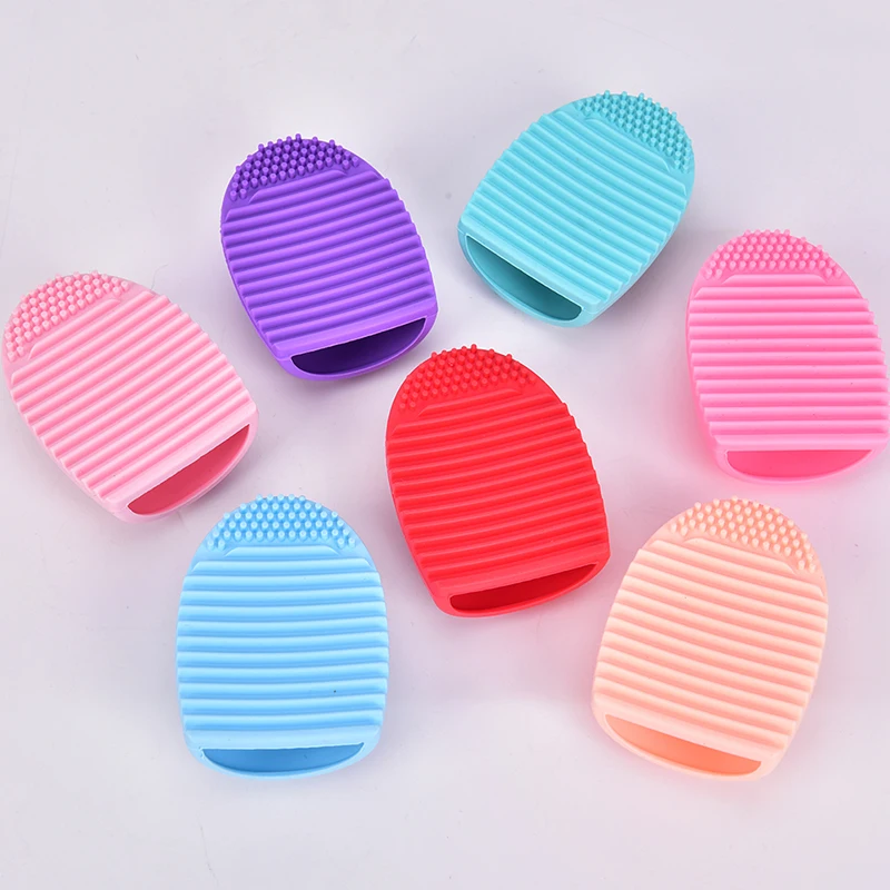 1pc Portable Silicone Cleaning Makeup Brush 7 Colors Cleaner Brush Cleaning Mat Portable Washing Tool