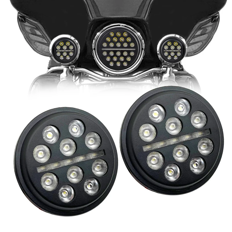 

For Harley Motorcycle 2pcs 4.5 inch Led Fog Light DRL Led Fog Halo Ring 30W Round Waterproof 4 1/2 Auxiliary Passing Lamp Motos