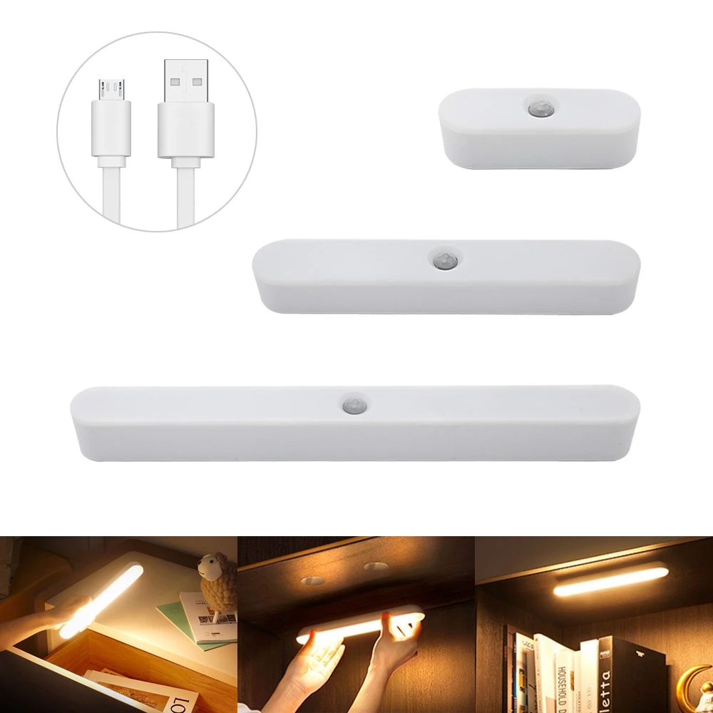 1pcs USB Rechargeable LED Night Light Motion Sensor Wireless Night Lamp For Kitchen Stairs Cabinet Wardrobe Bedroom bright night light