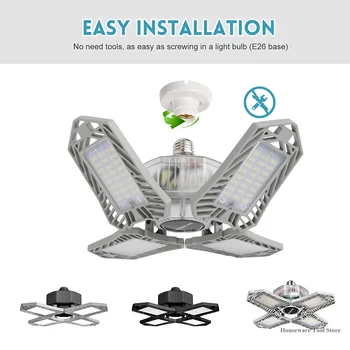 

Deformable LED Garage Lights Upgraded Super Brightness 150W 15000LM 288 LEDs Ceiling Lights Industrial Lighting Workshop Lamp