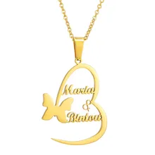 

Personalized butterfly necklaces charm customized name girl pendant choker necklace for women stainless steel jewelry Gold Chain