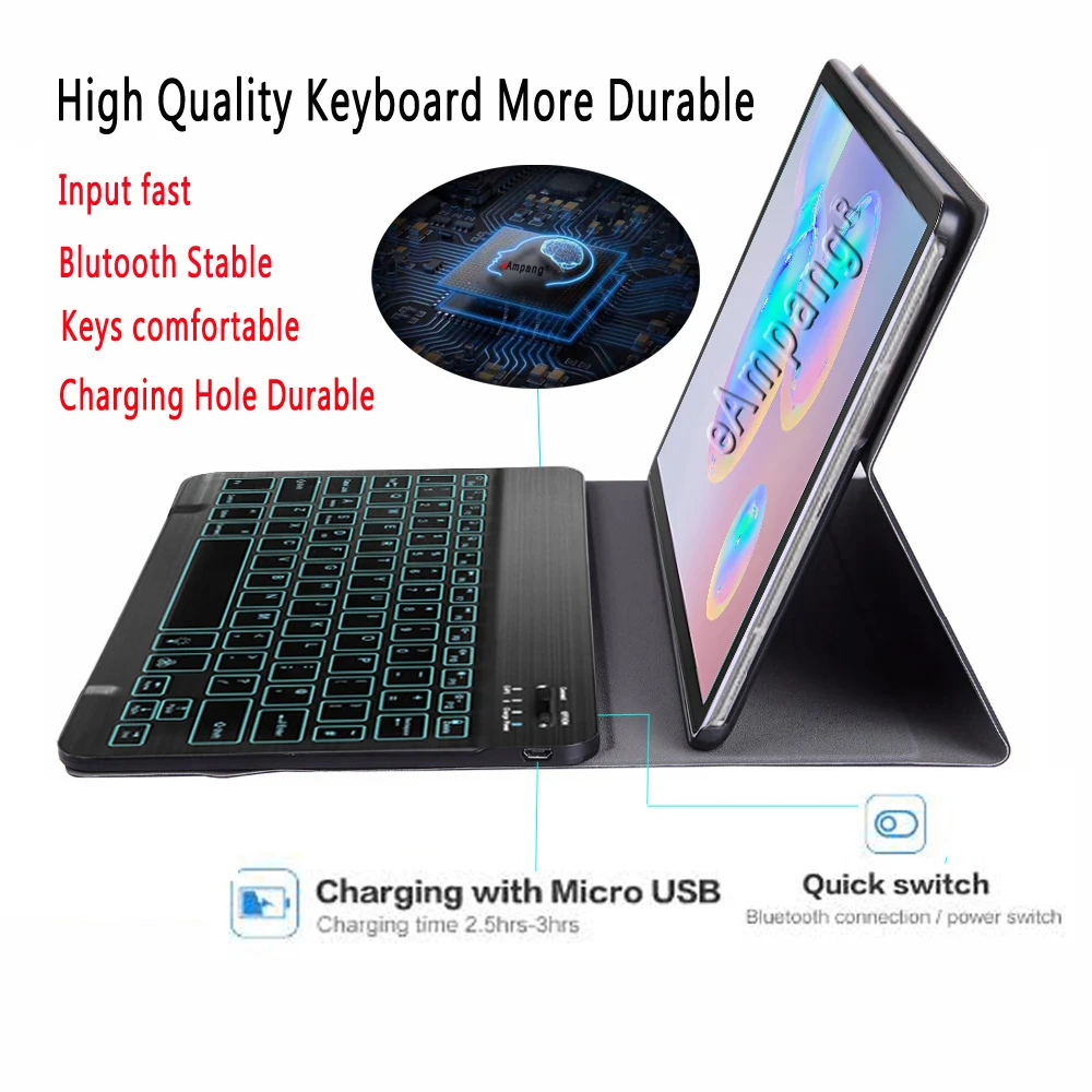 Backlit Keyboard Case for Samsung Galaxy Tab S6 10.5 2019 SM-T860 SM-T865 T860 T865 Case Keyboard f