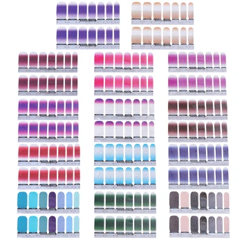 

14PCS Glitter Powder Nail Sticker Nail Decals Gradient Color Nail Stickers Fashion Nail Art Tip Decal For Salon Decoration