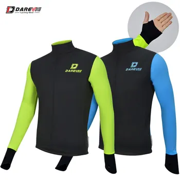 

Darevie Winter Hot Thermal Cycling Jackets Men Warm Windproof MTB Road Cycling Coat Bicycle Jacket Thumb Holes YKK Zipper