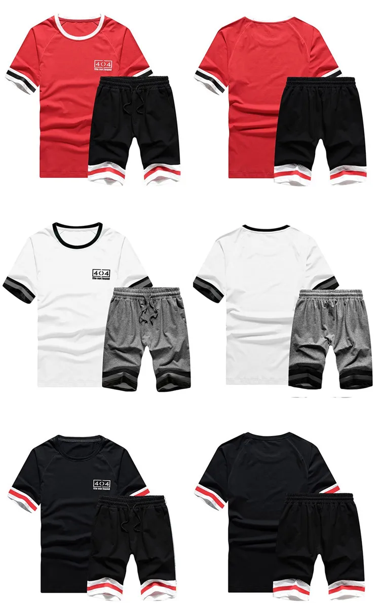 мужской спортивный костюм, летняя верхняя одежда, мужские спортивные костюмы, футболка с круглым вырезом + шорты, комплект из 2 предметов