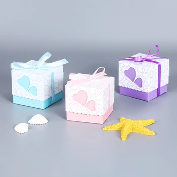 

10pcs New Creative Double Heart Gift Box Bag Packaging Wedding/Party Favors Candy Boxes Baby Shower Paper Chocolate Gift Boxes