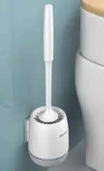 Light Grey 1 шт. щетка для унитаза с держателем, силиконовая длинная ручка, бытовая щетка для чистки ванной комнаты, настенные щетки для унитаза QA 145 - Color: Light Grey