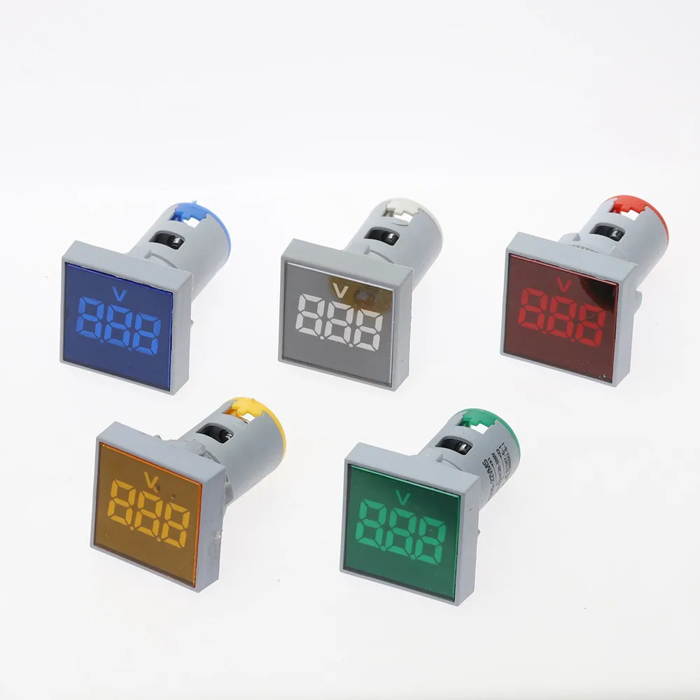 Portable 22mm AC 20-500V Square Panel LED Digital Voltage Meter Indicator Light 