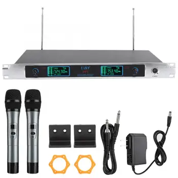 

KTV Dual UHF Professional Handheld Wireless Microphone Kit for Bar Wedding Speech with Receiver US 100-240v