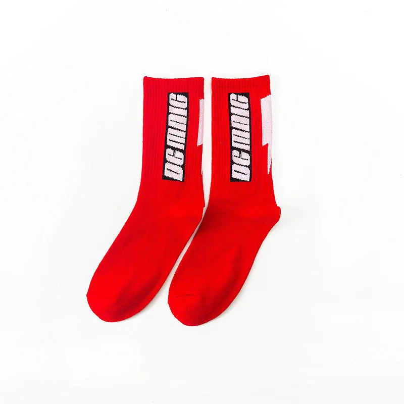 Harajuku Men's Sock ship hop Cool Funny Skate Socks New Fashion personality lightning letter Casual Men Long Crew Cotton socks - Цвет: 003