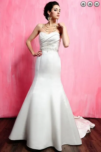 

free shipping customized 2017 satin dress handmade new fashion bridal gown plus size sweetheart Mermaid beaded wedding dresses