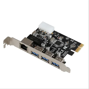 

DIEWU 3 Ports USB 3.0 PCIe Expansion Card,With Gigabit Ethernet Controller, PCI Express Adapter for Desktop PC Windows 10/8/7