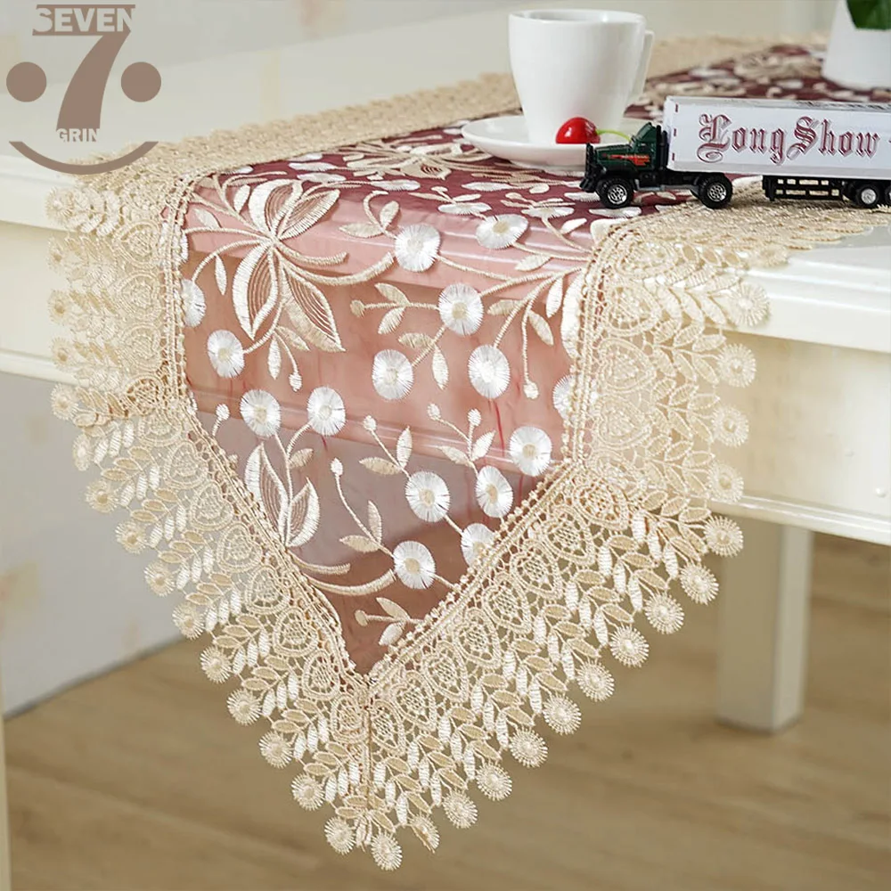 

Free Shipping Dining Banquet Coffee Table Decorative Embroidered Burgundy Colour Table Runner