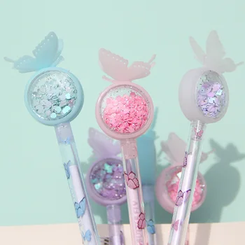 

Gel Pens Korean Stationery Sequins Cute Pen Bolígrafos De Gel Office Accessories Kawaii butterfly 2020 Pens School Supplies Girl