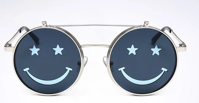 fashion new clamshell smiley sunglasses ladies punk retro cool fashion funny sunglasses men square sunglasses Sunglasses