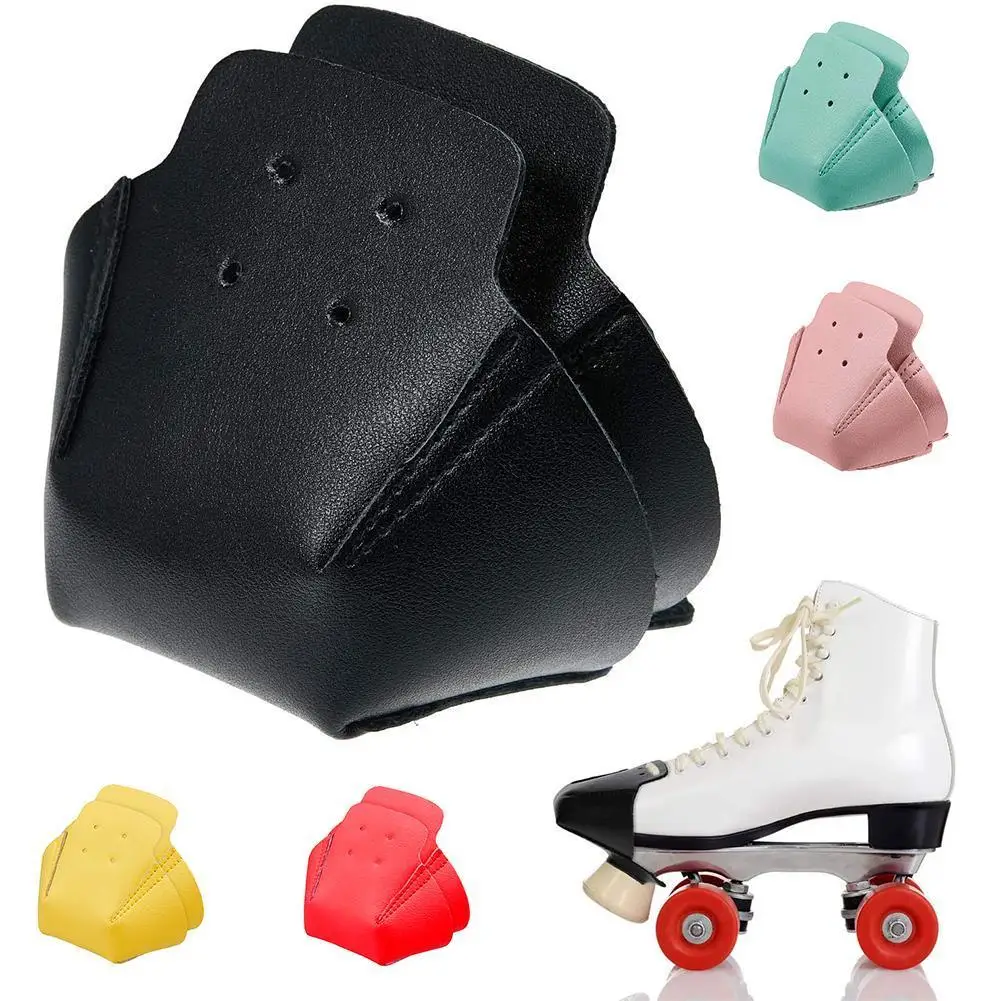 2 Pcs Roller Skate Toe Guards PU Leather Toe Cap Guards Protectors with 4 Holes 