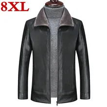 Большие размеры 8XL 7XL 6XL мужская куртка из овечьей кожи флисовая мотоциклетная куртка-бомбер черные кожаные пальто Мужская Верхняя одежда зимняя куртка сохраняющая тепло